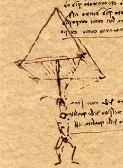 Disegno di un paracadute di Leonardo Da Vinci